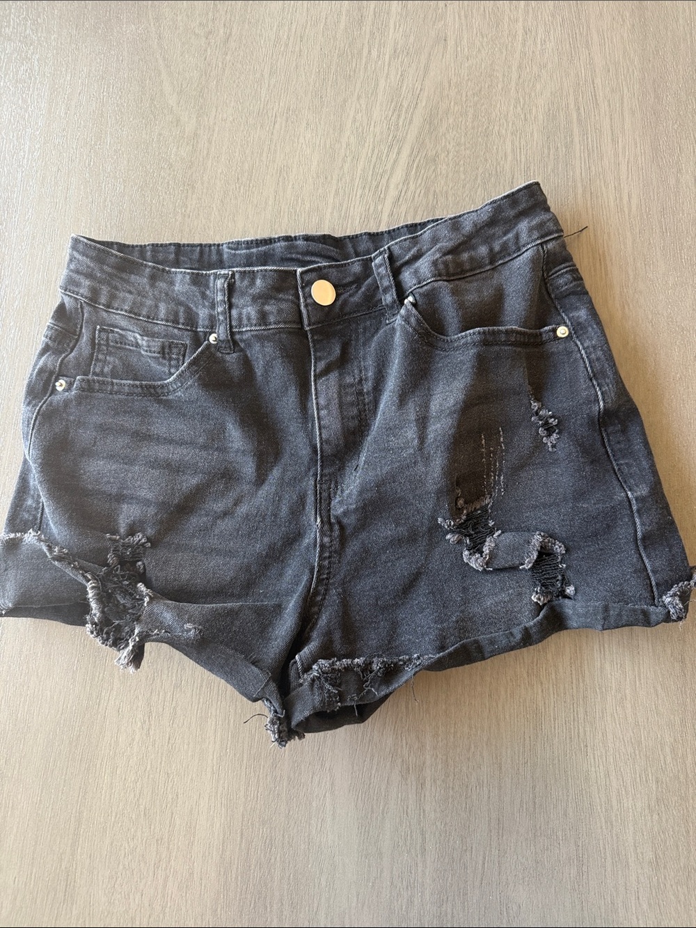 Amazon Black Distressed Denim Jean Shorts